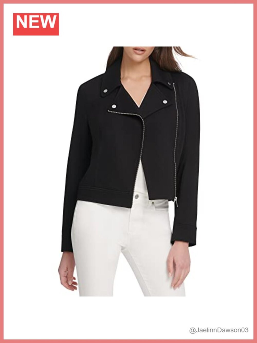 Women's Moto Jacket Long Sleeve Notch Collar Regular Fit Casual Cold Weather